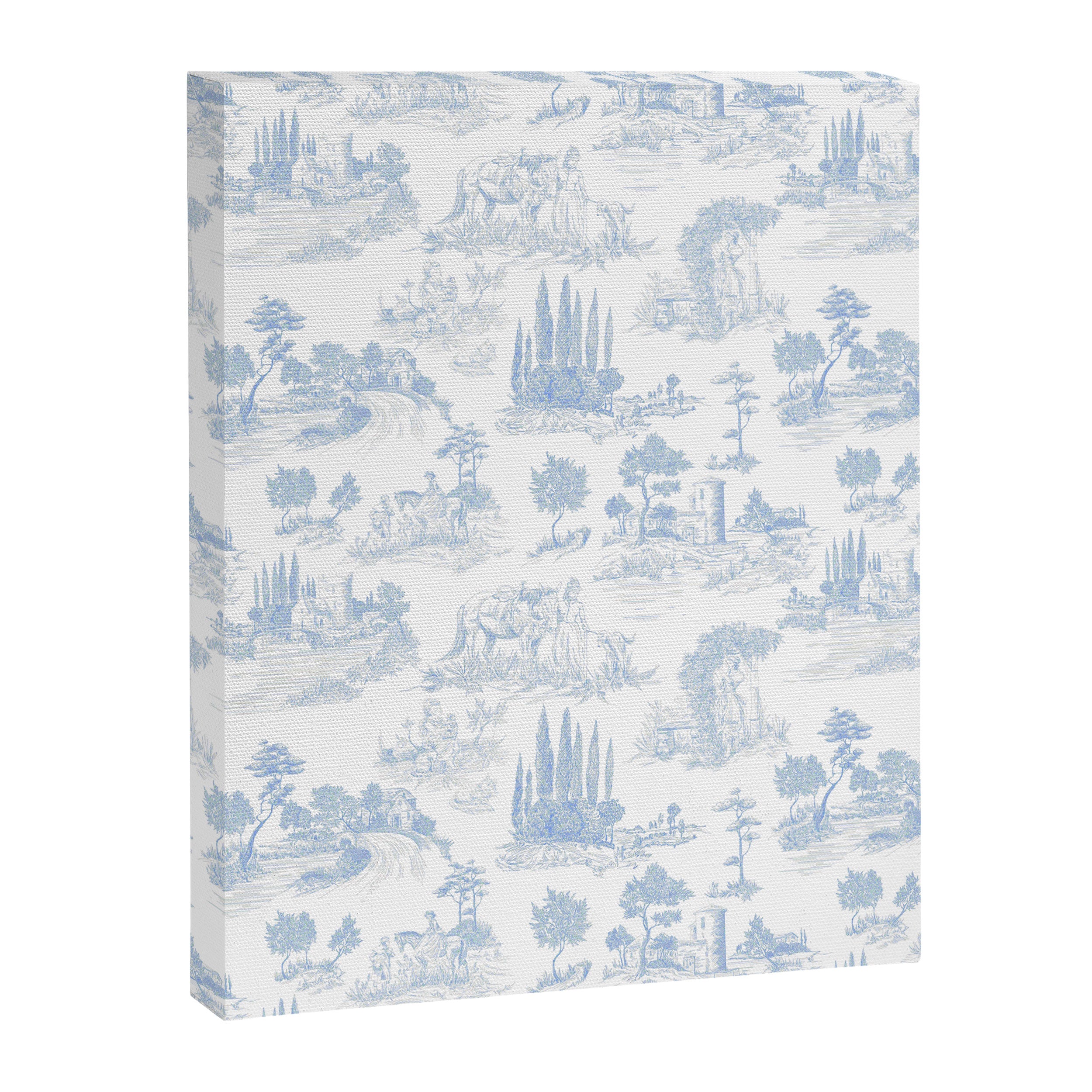 Toile de Jouy French Vintage Baby Blue & White Canvas Print Gallery Image 8