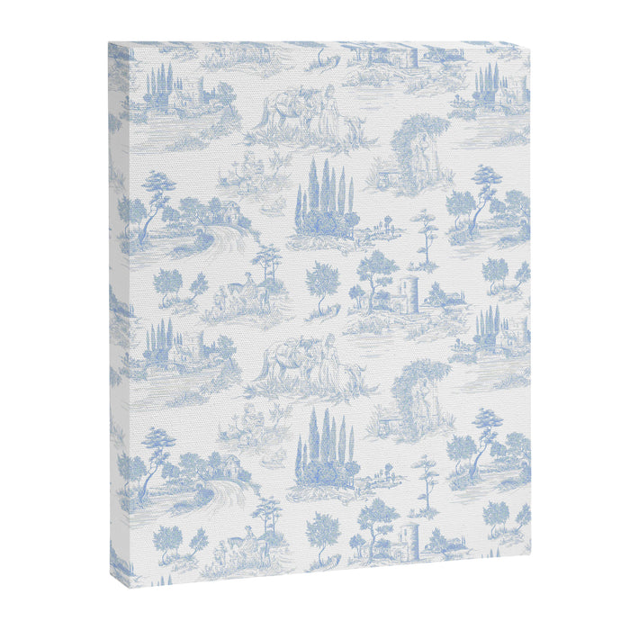 Toile de Jouy French Vintage Baby Blue & White Canvas Print Gallery Image 1