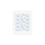 Toile de Jouy French Vintage Baby Blue & White Art Print Gallery Image 1
