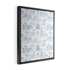 Toile de Jouy French Vintage Baby Blue & White Framed Canvas Print Gallery Image 2