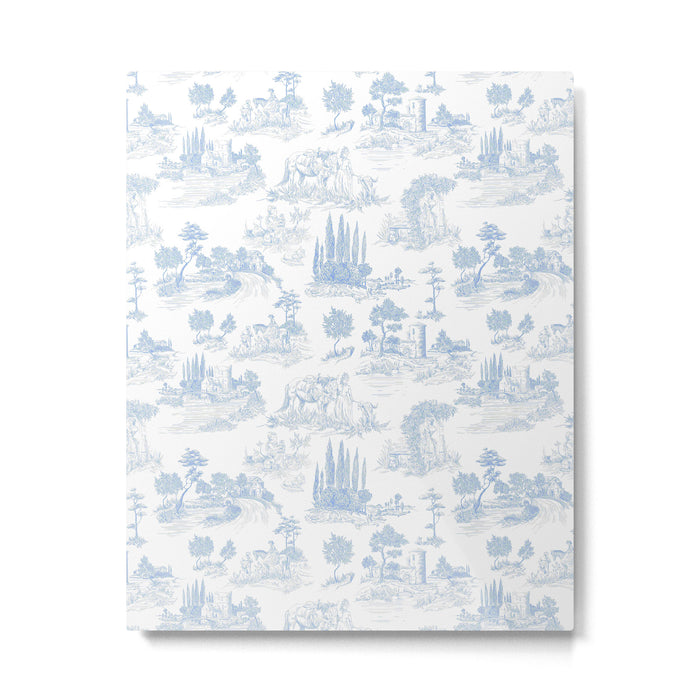 Toile de Jouy French Vintage Baby Blue & White Metal Print Gallery Image 1