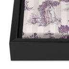 Toile de Jouy French Vintage Pastoral Plum & Cream Stripe Framed Canvas Print Gallery Image 3