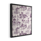 Toile de Jouy French Vintage Pastoral Plum & Cream Stripe Framed Canvas Print Gallery Image 2