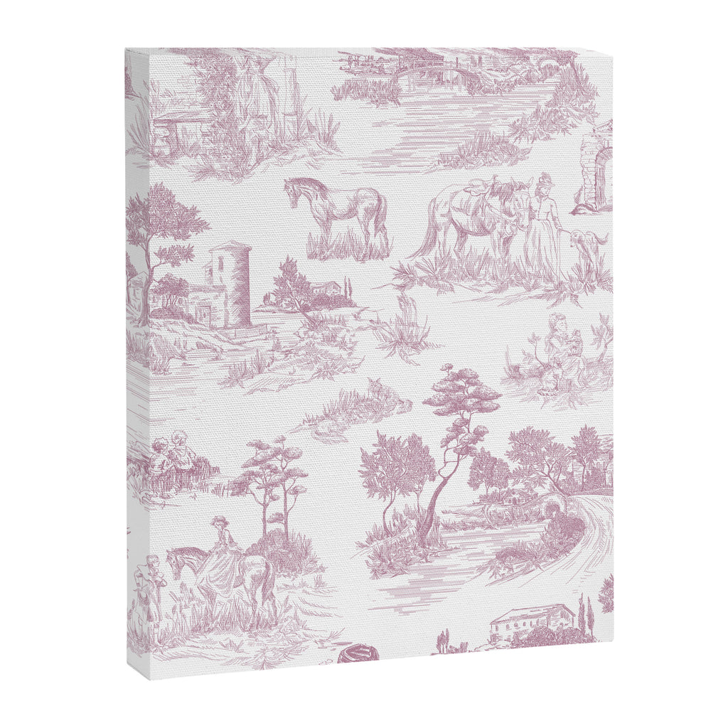Toile de Jouy French Vintage Rose Lilac Blush & White Canvas Print Gallery Image 6