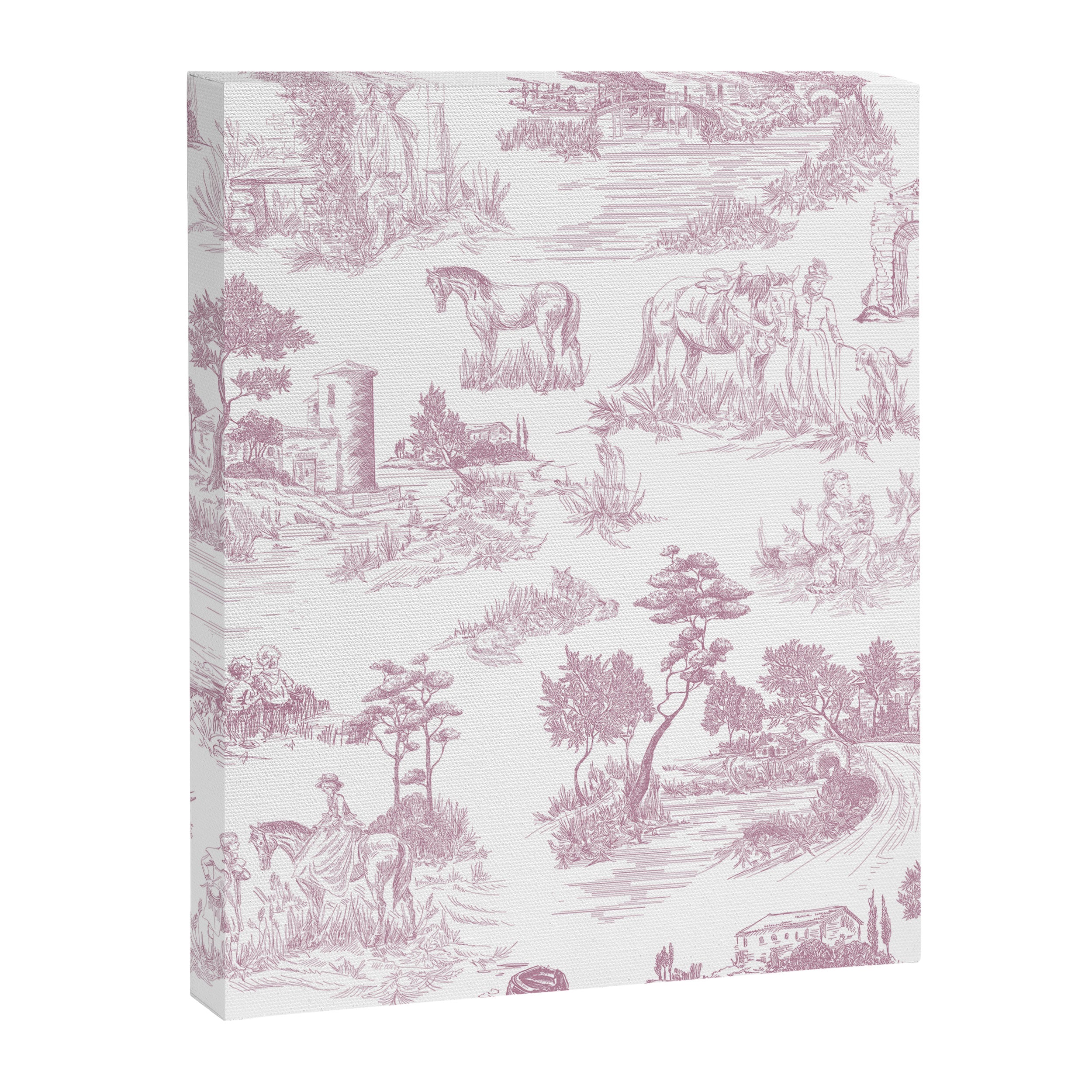 Toile de Jouy French Vintage Rose Lilac Blush & White Canvas Print Gallery Image 6