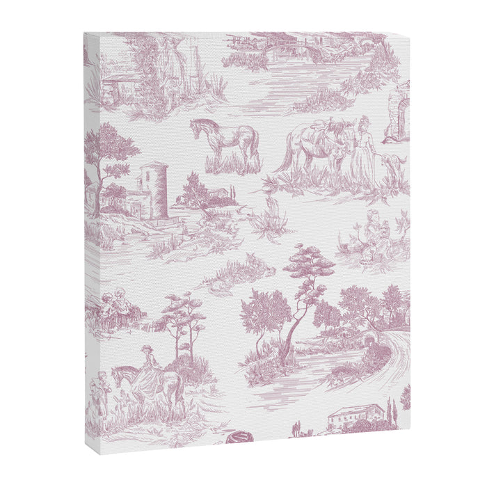 Toile de Jouy French Vintage Rose Lilac Blush & White Canvas Print Gallery Image 1