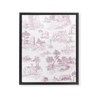 Toile de Jouy French Vintage Rose Lilac Blush & White Framed Canvas Print Gallery Image 6