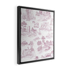 Toile de Jouy French Vintage Rose Lilac Blush & White Framed Canvas Print Gallery Image 2