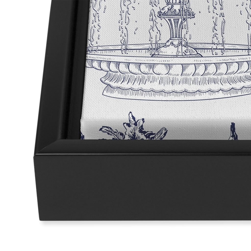 Toile de Jouy Modern Vintage French Lovers Blue & White Art Print Framed Canvas Print Gallery Image 3
