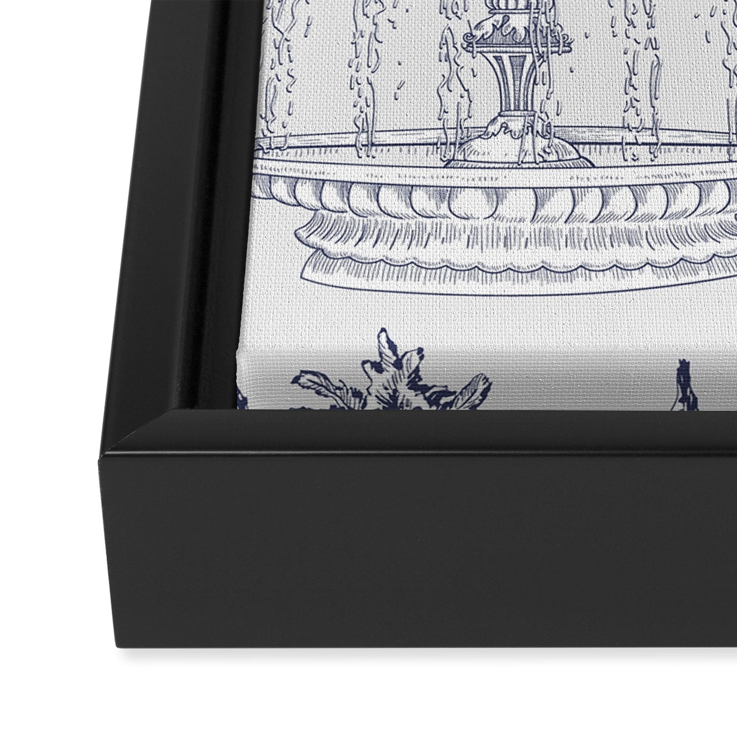 Toile de Jouy Modern Vintage French Lovers Blue & White Art Print Framed Canvas Print Gallery Image 3