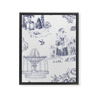 Toile de Jouy Modern Vintage French Lovers Blue & White Art Print Framed Canvas Print Gallery Image 8