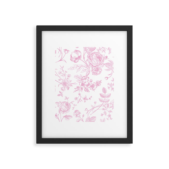 Toile de Jouy Pink Vintage French Floral Framed Art Print Gallery Image 1