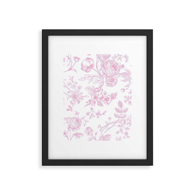 Toile de Jouy Pink Vintage French Floral Framed Art Print Gallery Image 6