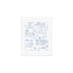 Toile de Jouy Vintage French Soft Baby Blue White Pastoral Pattern Art Print Gallery Image 1