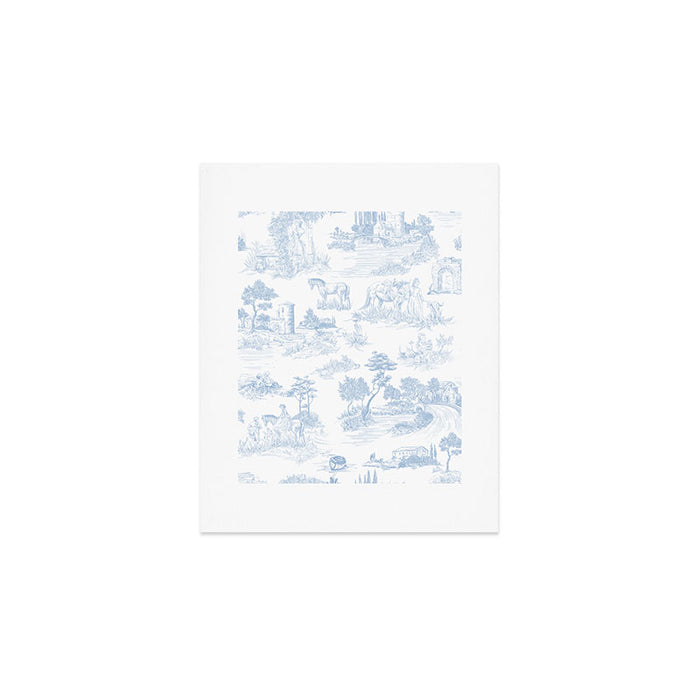 Toile de Jouy Vintage French Soft Baby Blue White Pastoral Pattern Art Print Gallery Image 1