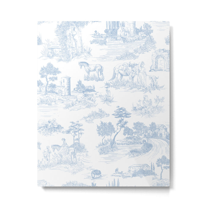 Toile de Jouy Vintage French Soft Baby Blue White Pastoral Pattern Metal Print Gallery Image 1