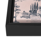 Toile de Jouy Vintage French Blush Pink & Black Pattern Framed Canvas Print Gallery Image 3