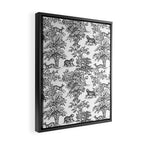 Toile de Jouy Vintage French Exotic Jungle Black & White Framed Canvas Print Gallery Image 2