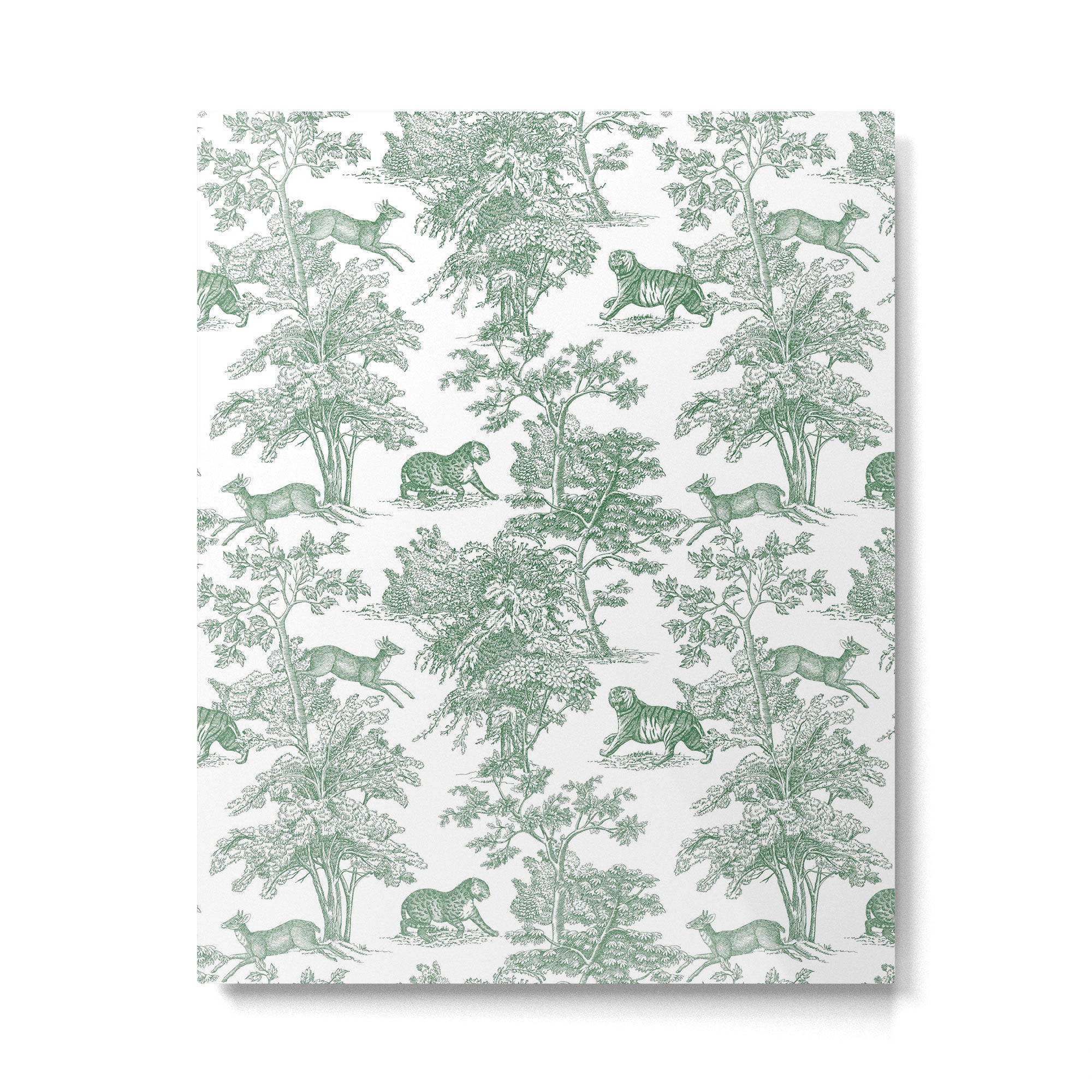 Toile de Jouy Vintage French Exotic Jungle Forest Green & White Metal Print Gallery Image 6