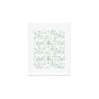 Toile de Jouy Vintage French Light Green & White Art Print Gallery Image 1