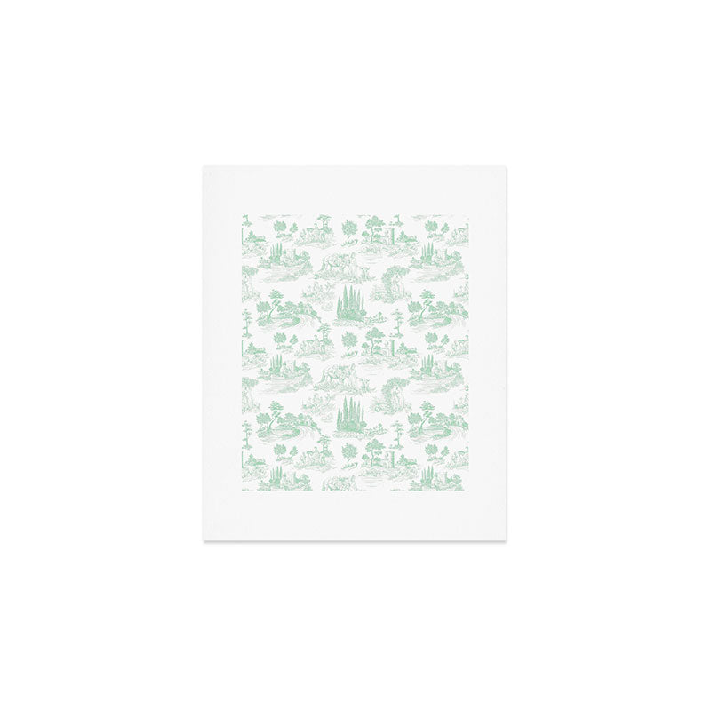 Toile de Jouy Vintage French Light Green & White Art Print Gallery Image 1