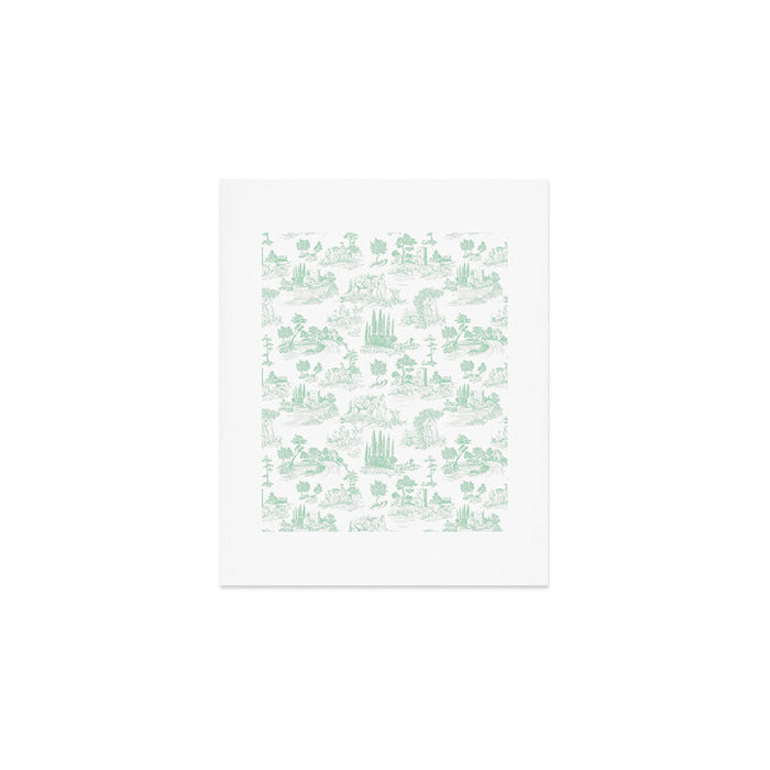 Toile de Jouy Vintage French Light Green & White Art Print Gallery Image 1
