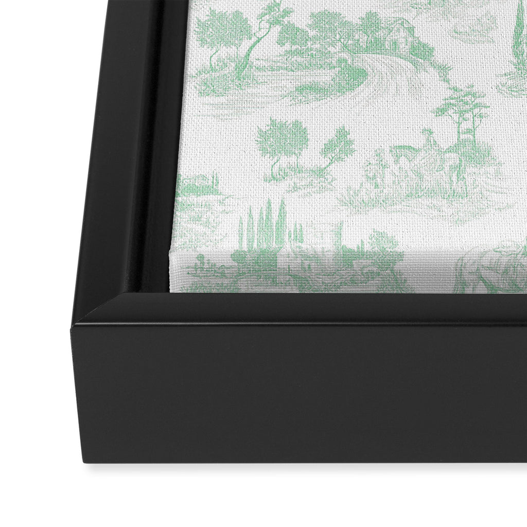 Toile de Jouy Vintage French Light Green & White Framed Canvas Print Gallery Image 3