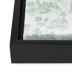 Toile de Jouy Vintage French Light Green & White Framed Canvas Print Gallery Image 3