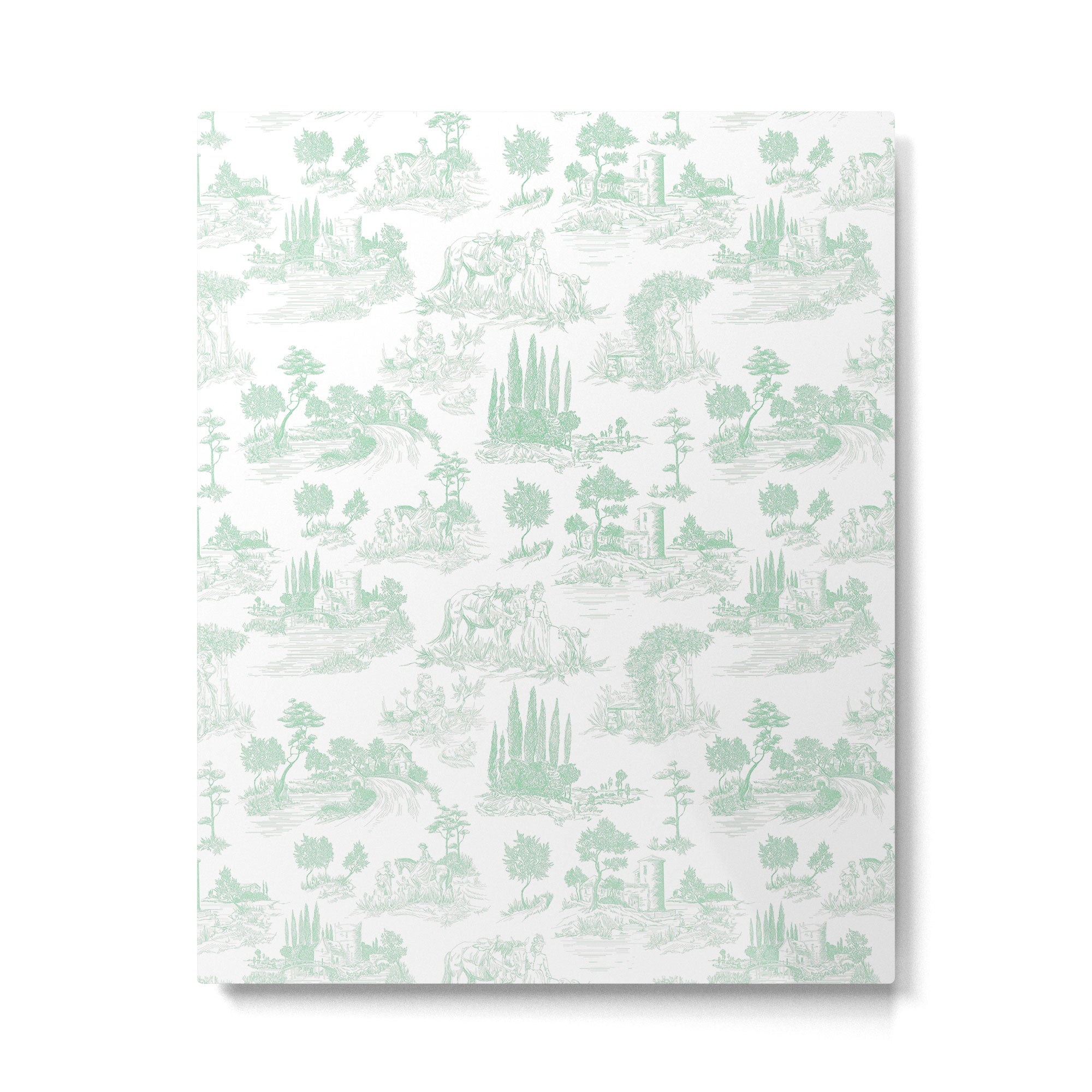 Toile de Jouy Vintage French Light Green & White Metal Print Gallery Image 6