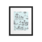 Toile de Jouy Vintage French Pastoral Light Blue & Black  Framed Art Print Gallery Image 6