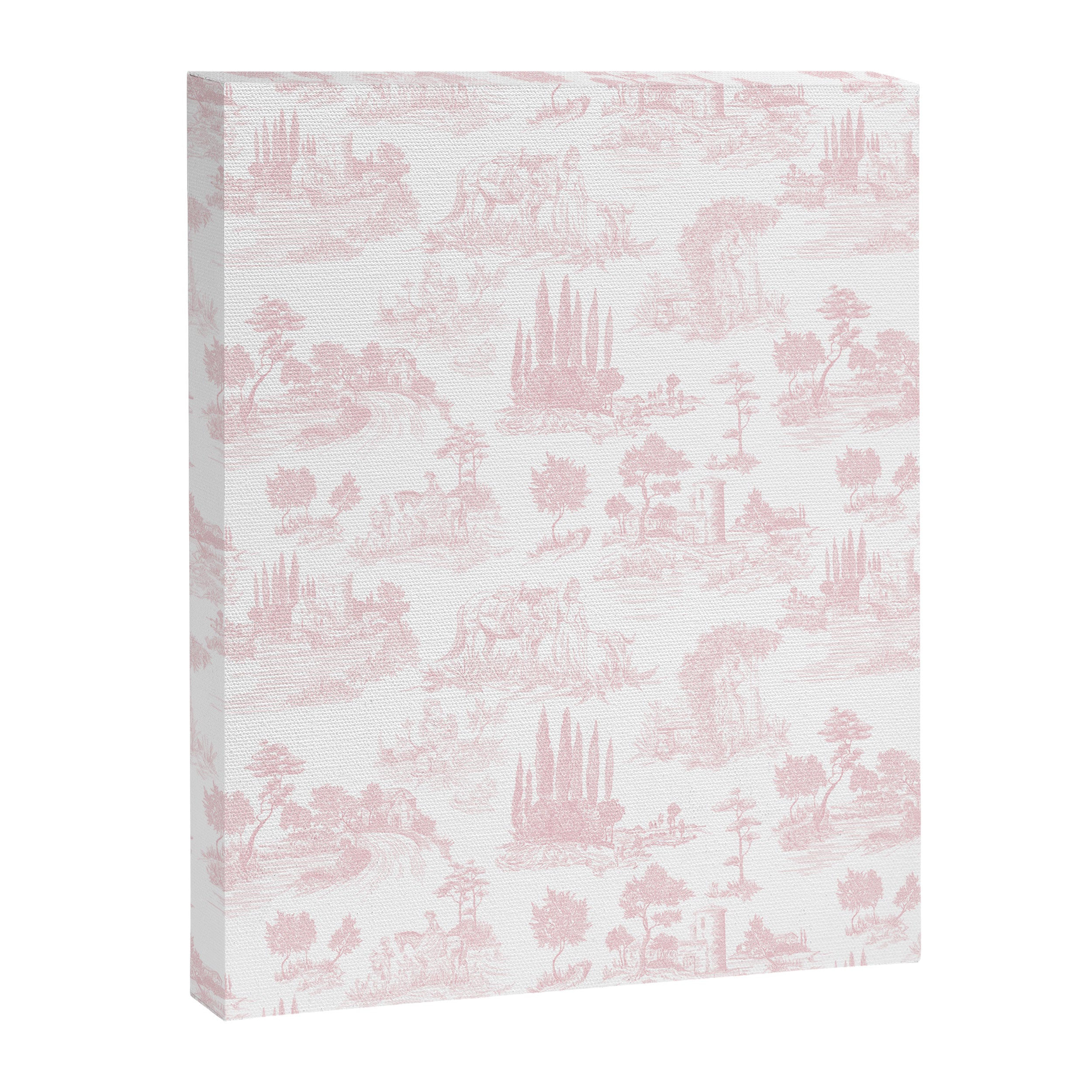 Toile de Jouy Vintage French Romantic Pastoral Baby Pink & White Canvas Print Gallery Image 8