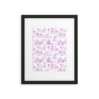Toile de Jouy Vintage French Romantic Pastoral Hot Fuchsia Pink & White Framed Art Print Gallery Image 6