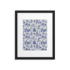 Toile de Jouy Vintage French Romantic Pastoral Navy Blue Framed Art Print Gallery Image 6
