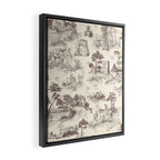 Toile de Jouy Vintage French Sepia Romantic Pastoral  Framed Canvas Print Gallery Image 2