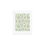 Toile de Jouy Wild Roses & Butterflies Forest Green Floral Art Print Gallery Image 1