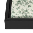 Toile de Jouy Wild Roses & Butterflies Forest Green Floral Framed Canvas Print Gallery Image 3