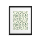 Toile de Jouy Wild Roses & Butterflies Forest Green Floral Framed Art Print Gallery Image 6