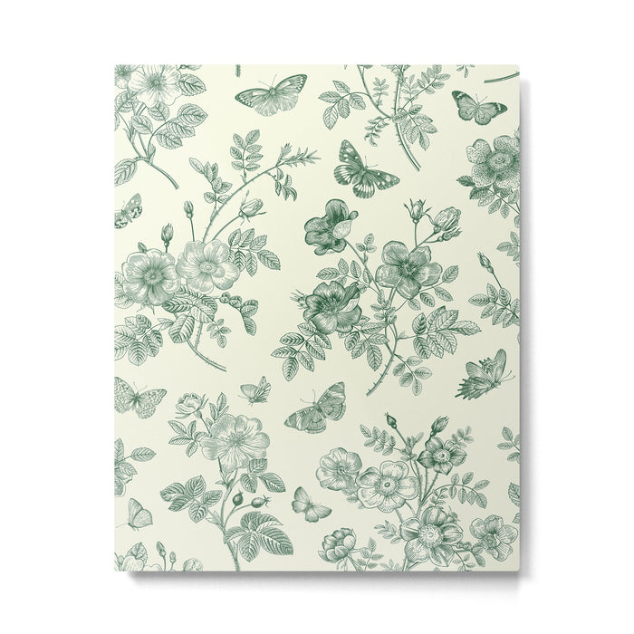 Toile de Jouy Wild Roses Forest Green Floral Metal Print Gallery Image 1