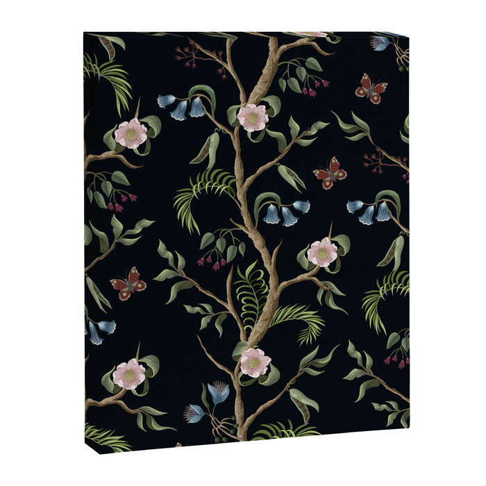 Tropical Chinoiserie Dark Peony Floral Canvas Print Gallery Image 1