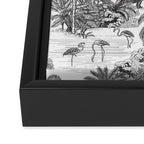Tropical Toile de Jouy Exotic Safari Lion & Giraffe Framed Canvas Print Gallery Image 3