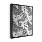 Tropical Toile de Jouy Exotic Safari Lion & Giraffe Framed Canvas Print Gallery Image 2