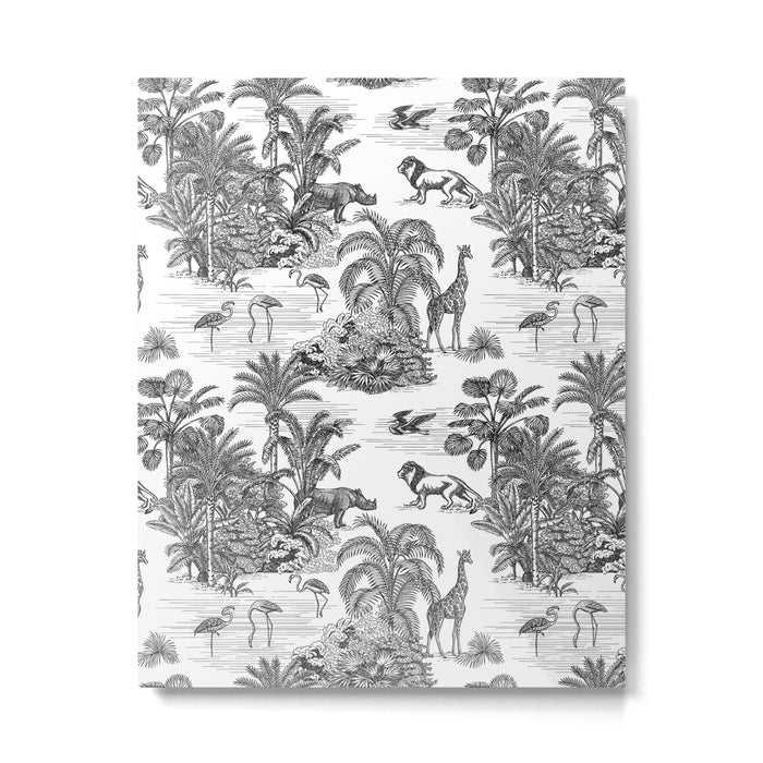Tropical Toile de Jouy Exotic Safari Lion & Giraffe Metal Print Gallery Image 1