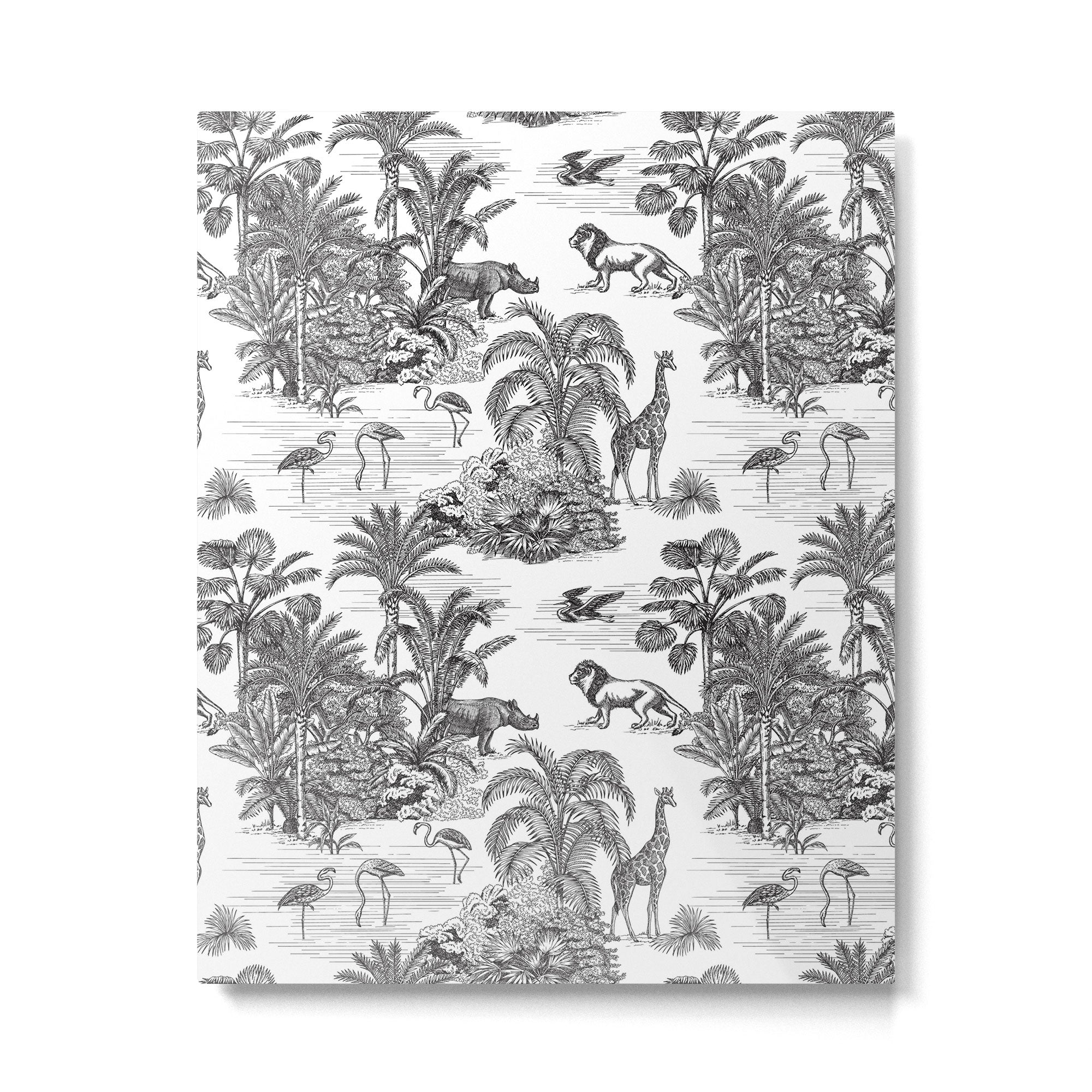 Tropical Toile de Jouy Exotic Safari Lion & Giraffe Metal Print Gallery Image 6