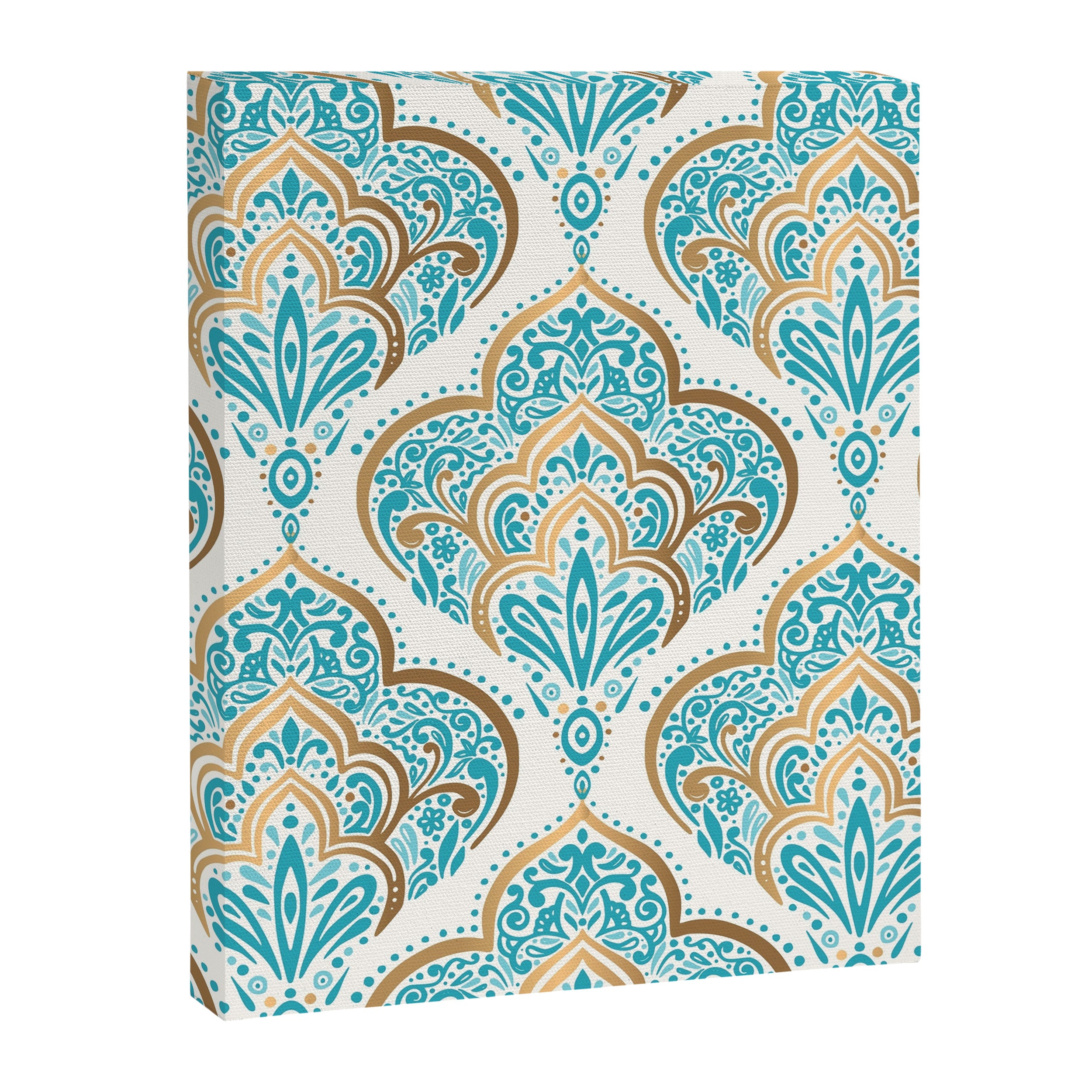 Turquoise Golden Moroccan Baroque Pattern II Canvas Print Gallery Image 8