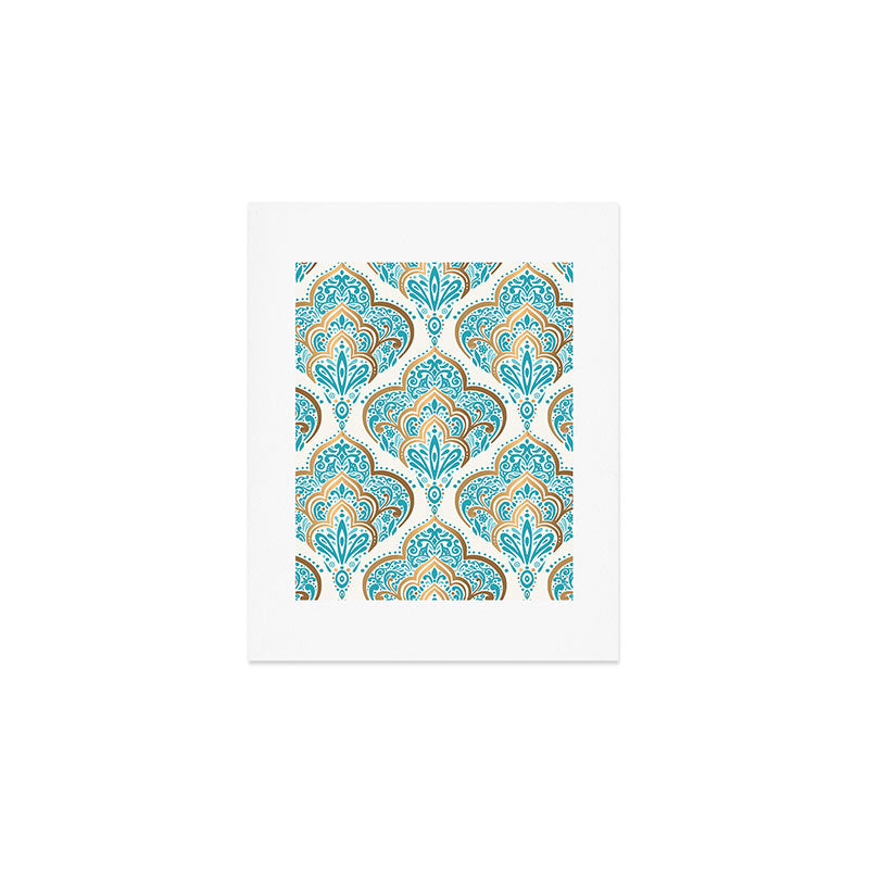Turquoise Golden Moroccan Baroque Pattern II Art Print Gallery Image 1