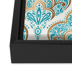 Turquoise Golden Moroccan Baroque Pattern II Framed Canvas Print Gallery Image 3