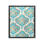 Turquoise Golden Moroccan Baroque Pattern II Framed Canvas Print Gallery Image 8