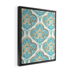 Turquoise Golden Moroccan Baroque Pattern II Framed Canvas Print Gallery Image 2