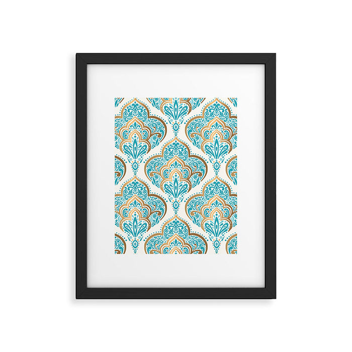 Turquoise Golden Moroccan Baroque Pattern II Framed Art Print Gallery Image 1