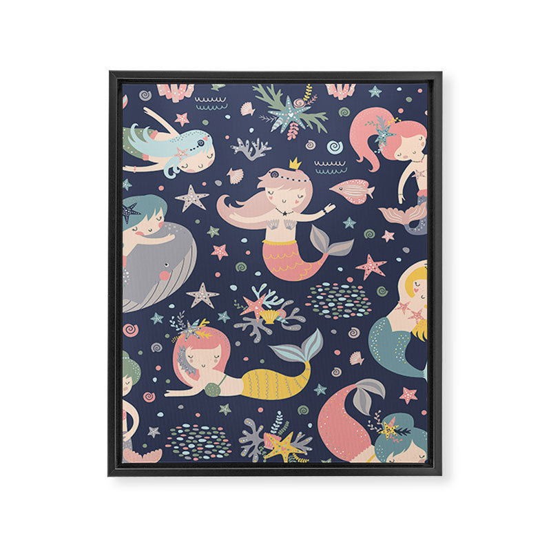 Under The Sea Mermaids, Whale & Starfish Framed Canvas Print Gallery Image 8